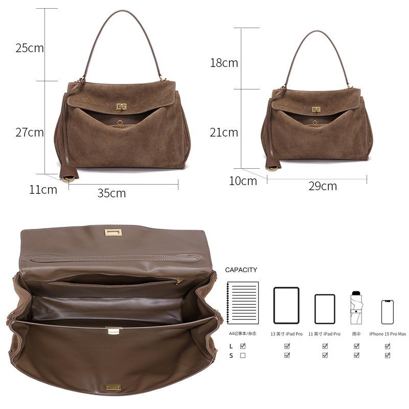 Hot-selling bag women's new retro shoulder bag temperament luxury matte velvet cowhide tote bag