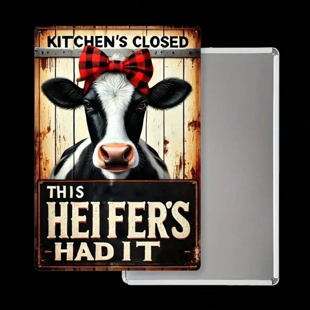 Vintage Cow Metal Tin Sign Farmhouse Wall Decor Kitchen Art 8x12 Inches 20x30