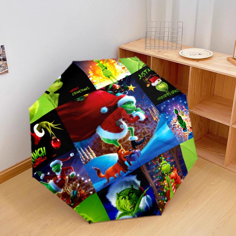 Grinch Christmas Automatic Umbrella - Suitable Travel Outdoor Portable Umbrella Birthday Gift Daily Essentials