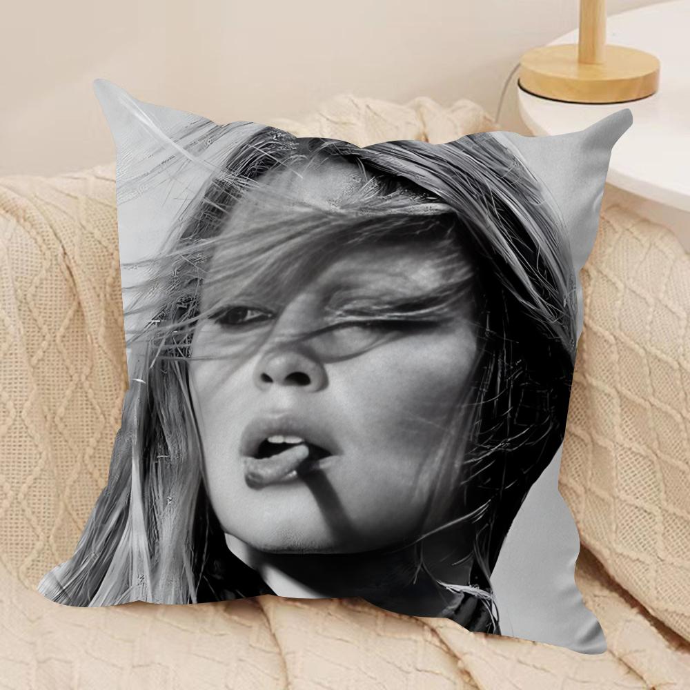 French Star B-Brigitt-e B-Bardot Cushion Cover Soft Plush Fabric Double-Sided Printed Cushion Covers for All Seasons Home Decor