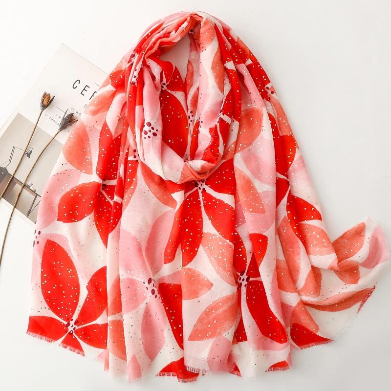 Bohemian Women Viscose Scarf Big Size 88*180cm Cotton Linen Feeling Leaf Soft Shawl Tassel Hijab Wrap Summer Soft Beach