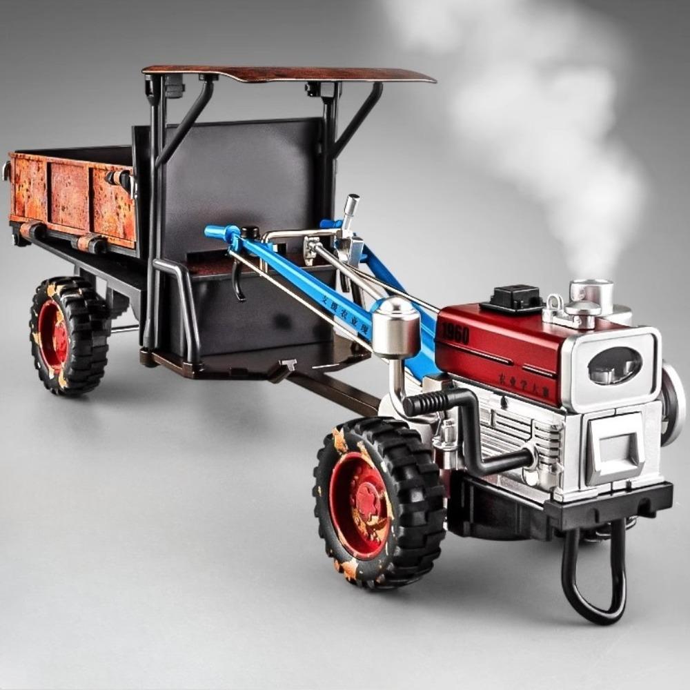 1:24 Scale Hand Held Agricultural Tractor Adjustable Rear Bucket Spray Sound Light Alloy Retro Agricultural Vehicle Boys Gifts