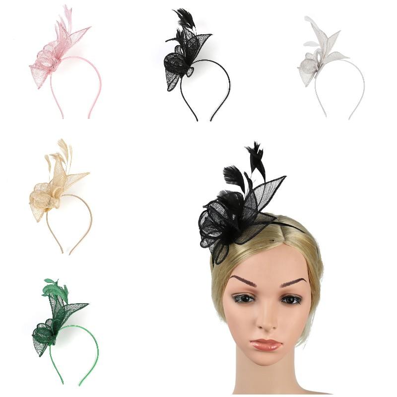 Fascinator Feather Women Party Mesh Headband Halloween Props Hair Accessories