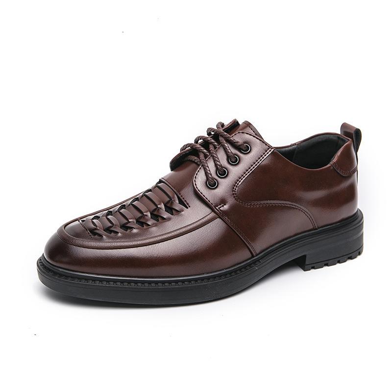 Large size men's leather shoes spring and autumn business casual British cowhide lace-up wedding dress men's shoes