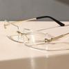2PCS Retro Square Vintage Rimless Clear Lens Glasses for Women and Men Fashion Transparent Eyewear with Metal Frame and Hinges