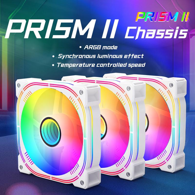 Prism ii ARGB Case Fan, 120mm PWM 650-1650RPM 5V 3Pin RGB Gaming PC Cooling Fan, Motherboard Lighting Sync,Infinity Mirror Black Reverse белый