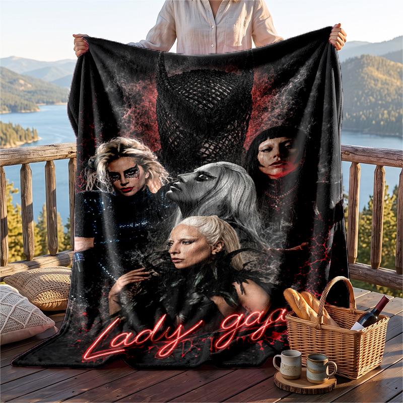 Warm Flannel Throw Blanket,Lady Gaga Lightweight Cozy Blanket For Bed Sofa And Daily Use