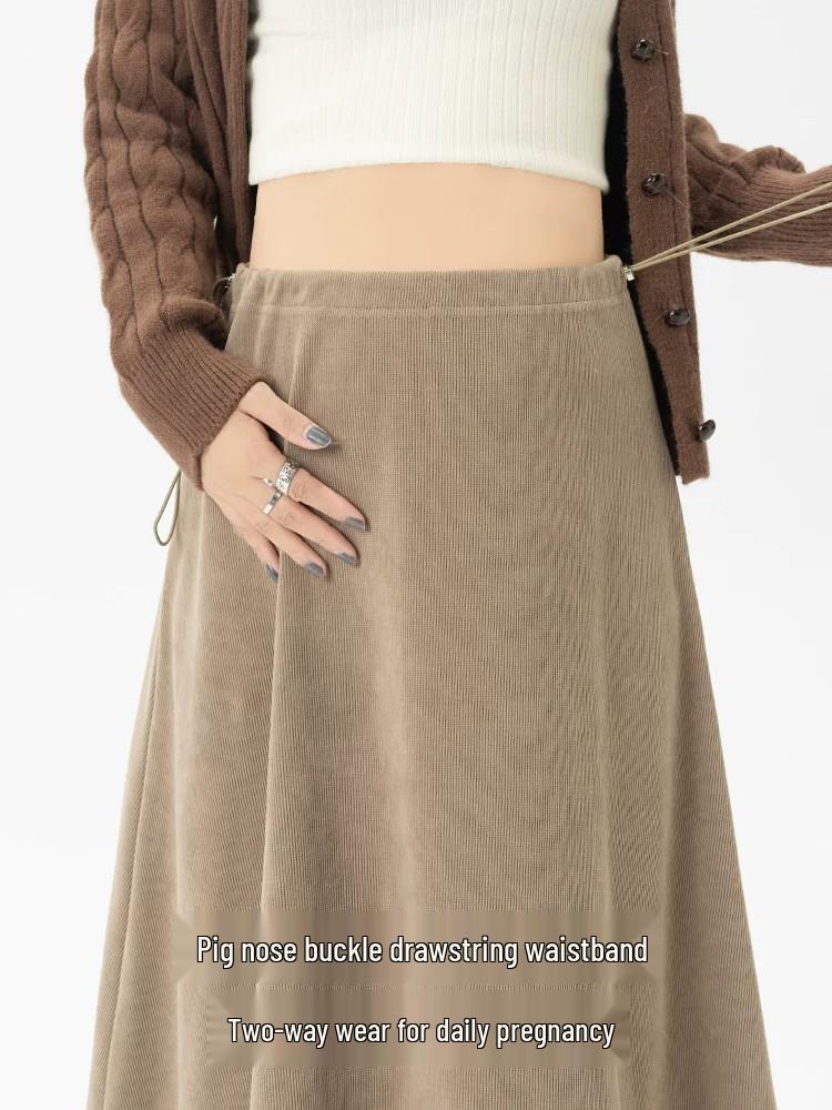 Maternity A-line Pleated Skirt - Spring/Autumn Style, Long Skirt for Short Stature, 2026 Collection