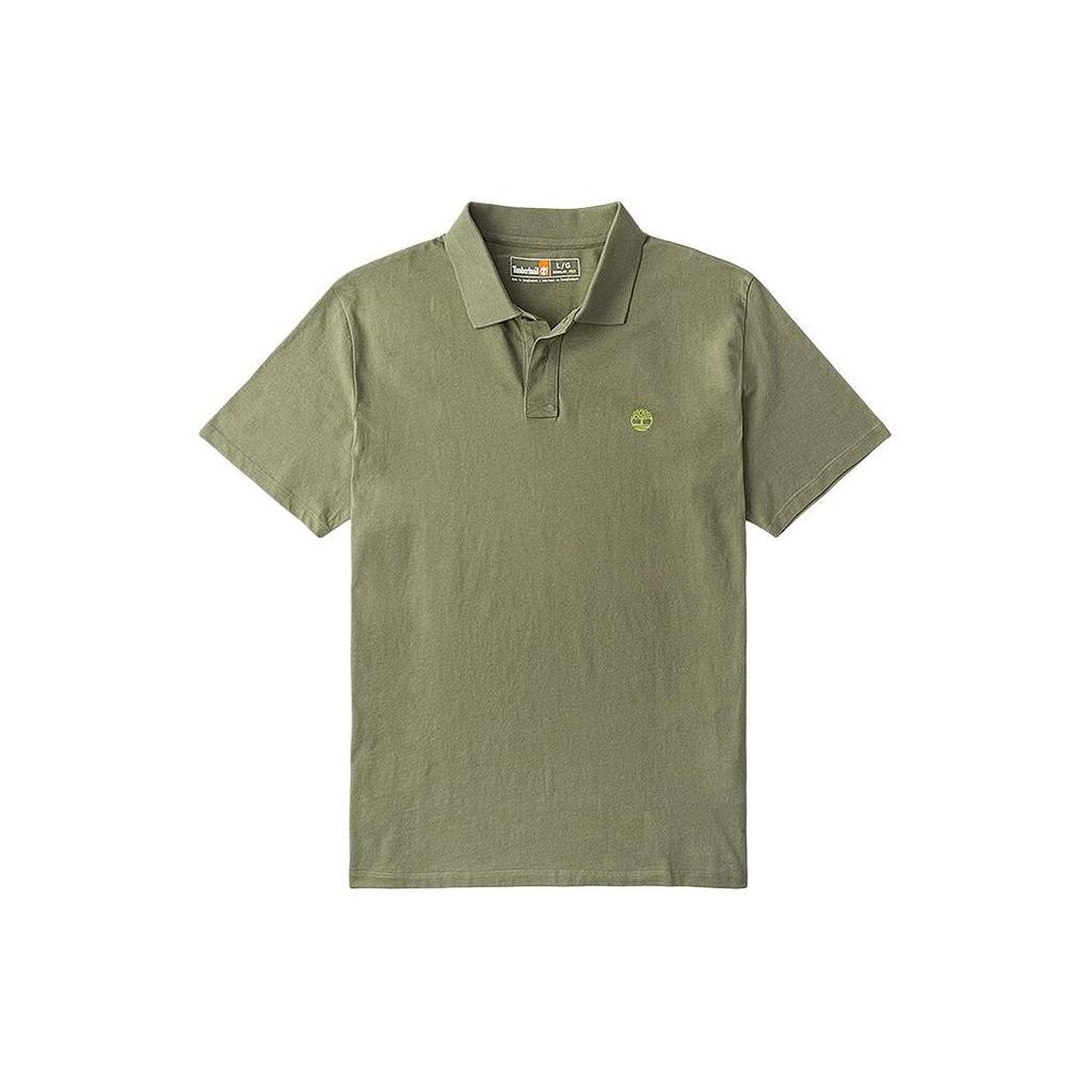 Timberland Solid Logo Outdoor Casual Short Sleeve Polo Shirt Men Polo Shirts Cassel-Green A63YQ-590