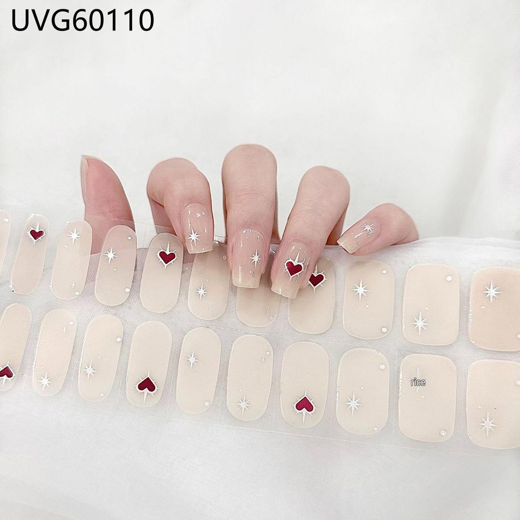 Transparent Nude UV Gel Nail Art Stickers: Semi-Cured, Semi-Baked Manicure Sheets