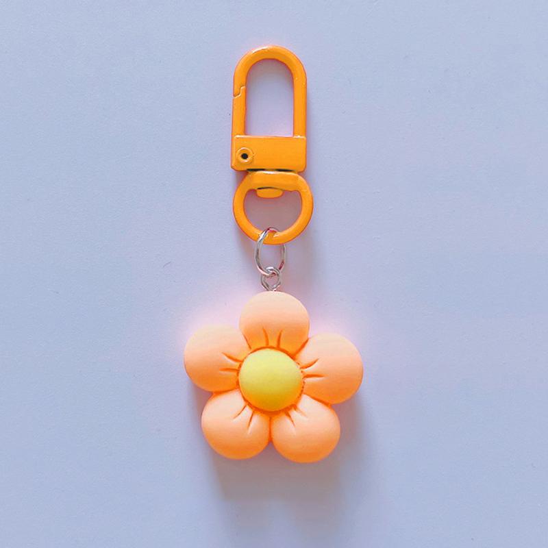 Niedlicher Bonbonfarbener Blumen Schlüsselanhänger Cartoon Harz Floral Schlüsselanhänger Taschenanhänger Dekor Rucksack Ornament Mädchen Geschenk