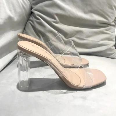 Elegantiškos moteriškos šlepetės Madingi prabangūs moteriški bateliai su kulnu PU Atviras pirštas moteriški kulniukai Nauji vidiniai Skaidrūs moteriški bateliai sapatos feminino