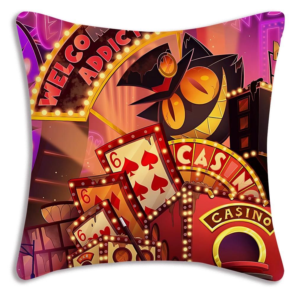 Anime H-Hazbins H-Hotel Pillow Covers Cartoon Sofa Decorative Home Double-sided Printing Short Plush Cute Cushion Cover