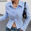 Women's Fashion Casual Spring Autumn Stripe Print Long Sleeve POLO Neck Blouses & Shirts