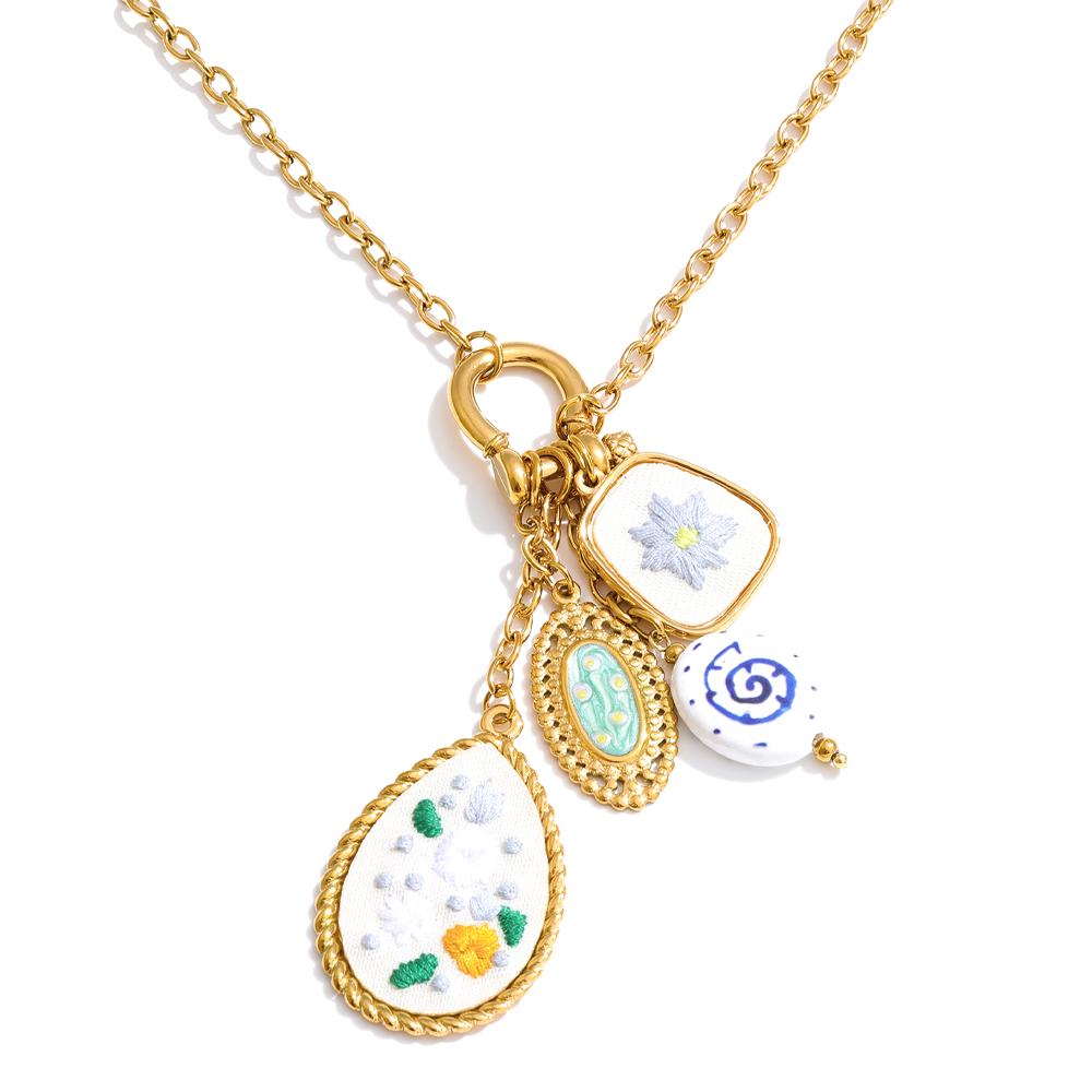 

Yhpup 80+5cm Stainless Steel Embroidery Flower Pendant Long Necklace 2026 Spring Summer New Arrivals Statement Fashion Jewelry