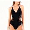 Nuovo Costume da Bagno a Rete Fatto a Mano con Temperamento Donna Pezzo Unico Colore Unico Allacciatura Buco Sexy Schiena Scoperta Bikini Costume da Bagno Europeo e Americano