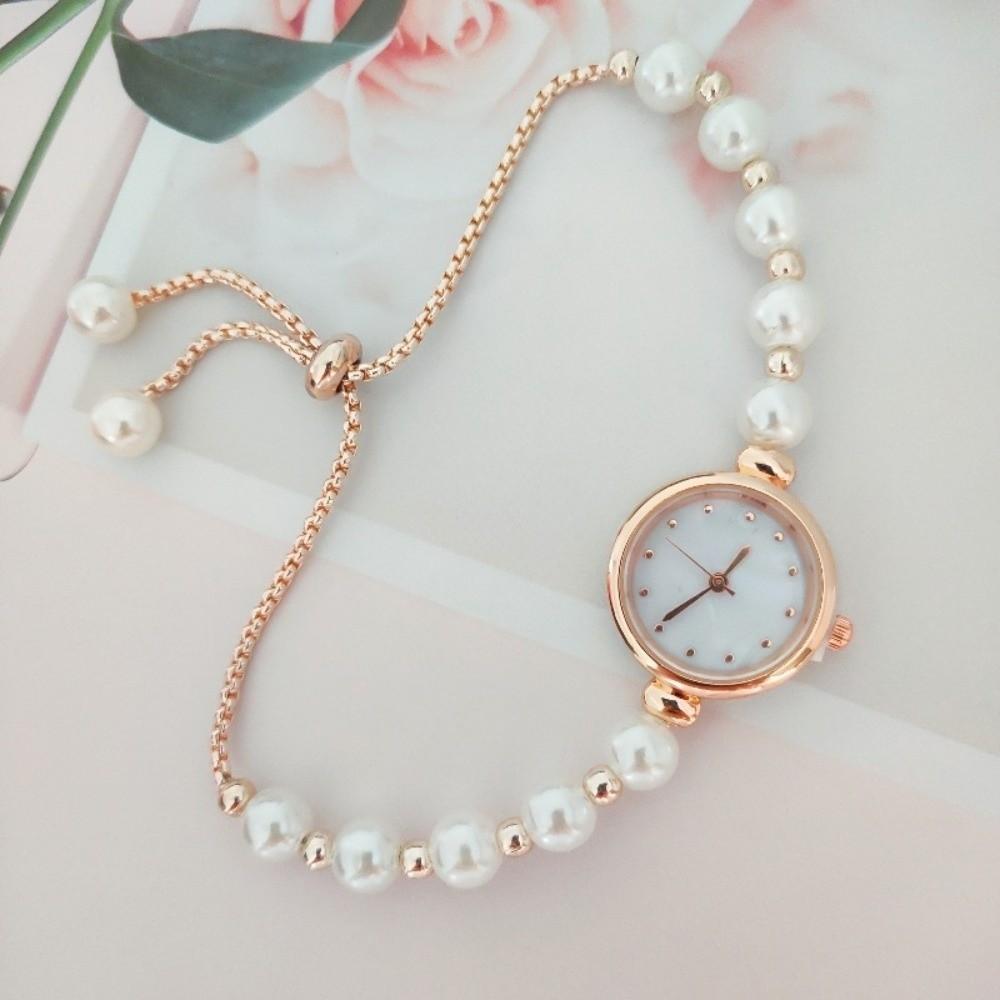 Elegant Pearl Bracelet Watch Round Dial Small Dial Watch Durable Women Quartz Watch Women