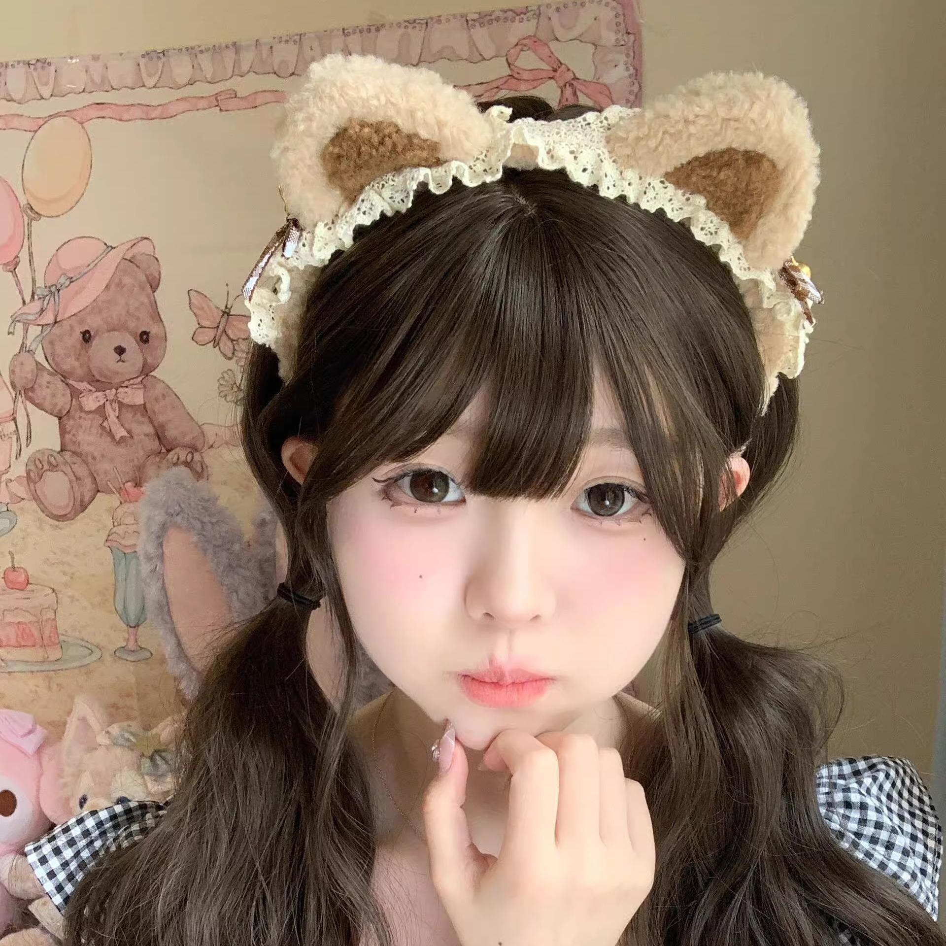 

Милая повязка на голову с бантом для девочки, кружевная повязка на голову с мытьем лица, женская милая повязка на голову с кошачьими ушками, головной убор в стиле горничной Лолиты, аксессуары для волос