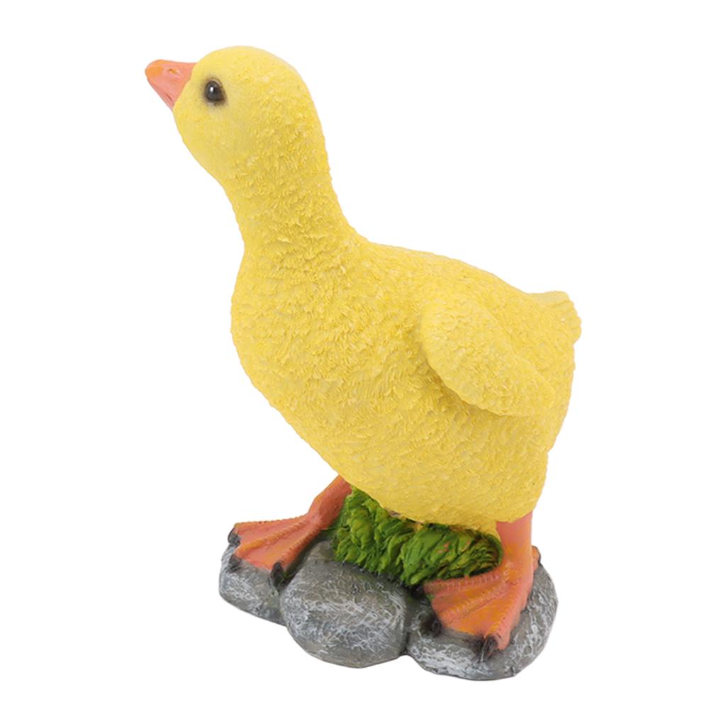 Gartenentenstatue Outdoor-Hof Harz Niedliches Tier Rasenfigur Terrassenverzierung Skulptur Kunst Gelb