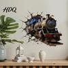 Industrial Retro Room Accents 3D Train Wall Sticker Break Through Decal Peel and Stick Art Removable Stickers for Living Mural Kids Bedroom Playroom