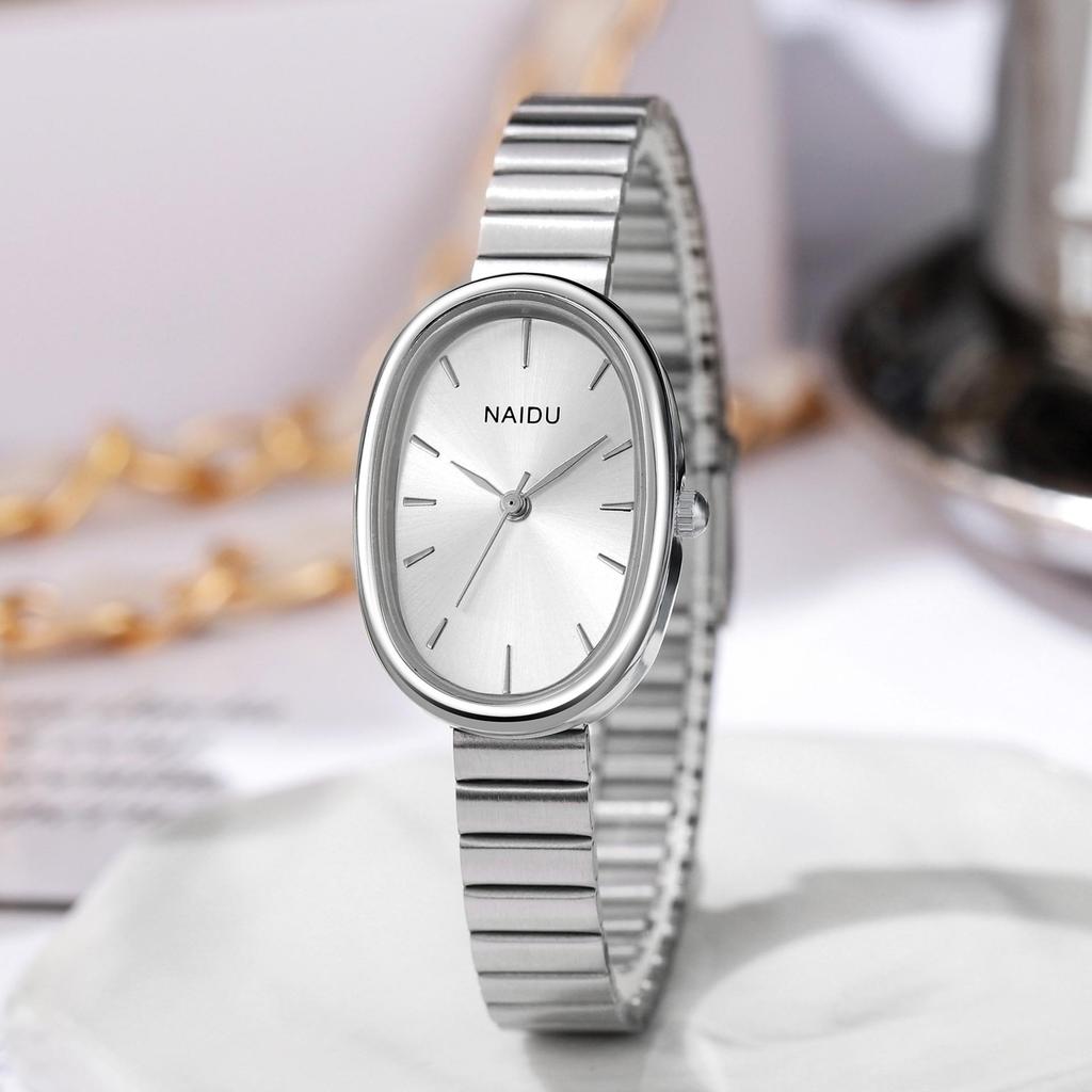 Bamboo Oval Small Plate Girls' Watch - High-End Luxury with Forest Style and Mother-of-Pearl Dial