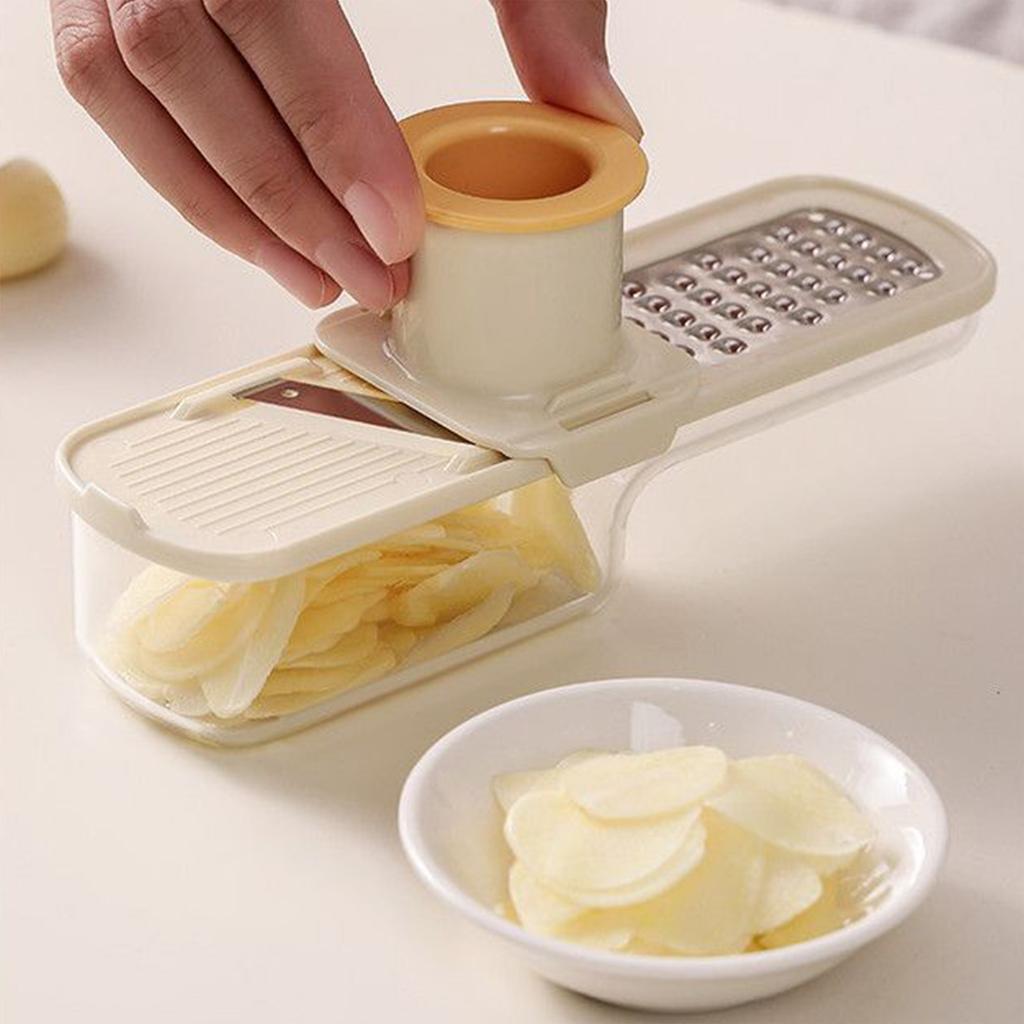 3-in-1 Multifunctional Garlic Mincer Tool Manual Garlic Ginger Grinder Kitchen Tool for Slicing Chopping and Grinding Garlic