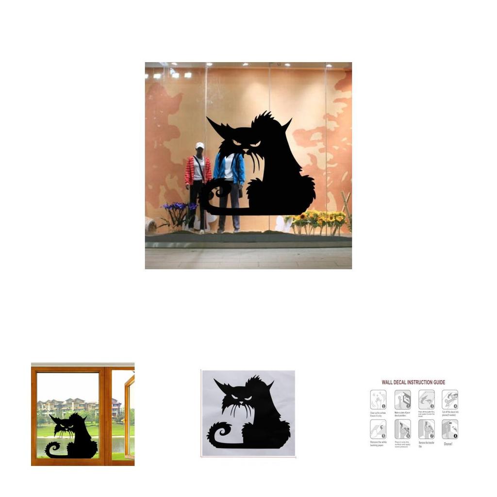 Halloween Terror Cat Shopwindow Wall Stickers Home Decor Room Mural Decals Art