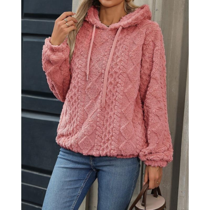 

Жіночі модні повсякденні одноколірні толстовки з капюшоном і світшоти з довгим рукавом і принтом XXL рожевий