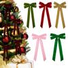 Burgundy Red Green Bows Velvet Ribbon Bow Xmas Pendant, Christmas Tree Flannel Ornament, Indoor Wedding Banquet Decor Decorative Retro Style