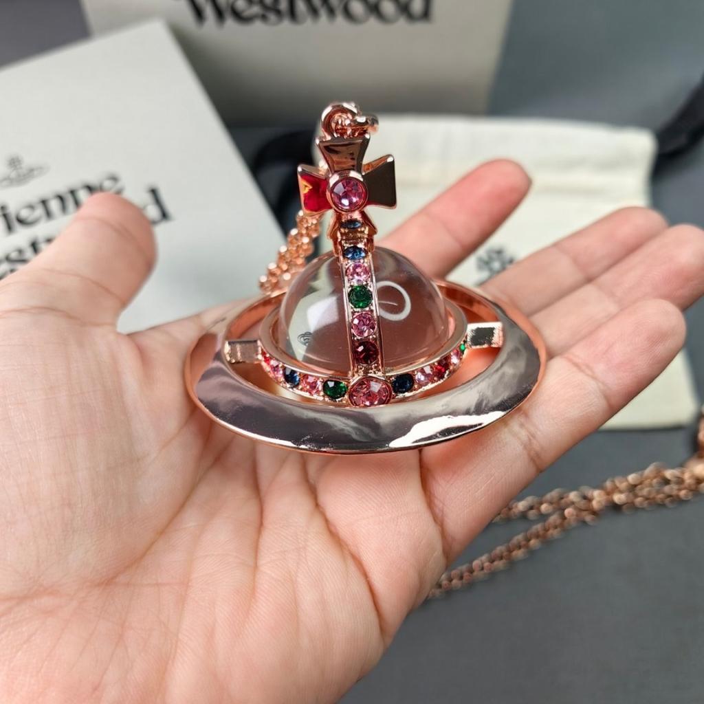 Vysoká verze Královna matka Západu nadměrná 30MM obří koule trojrozměrný planetární náhrdelník Saturn vysoce kvalitní klasický svetr řetízek dámský