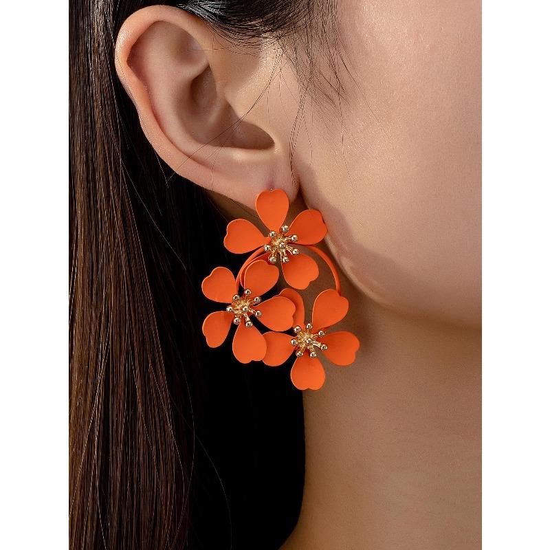 Retro Cute Floral Camellia Stud Earrings: Upscale Pastoral Style for Women