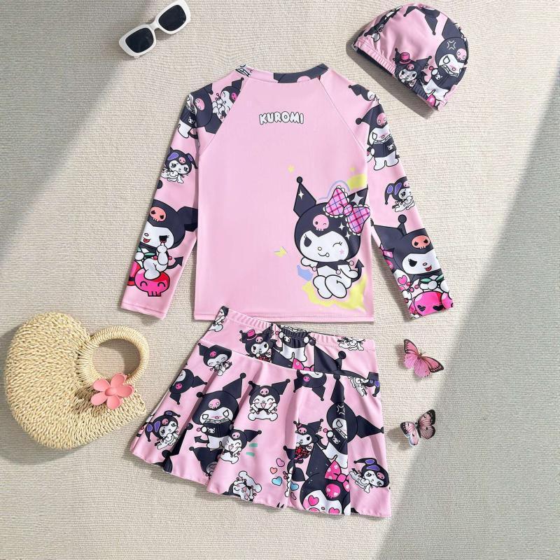 Kids Long Sleeve Sun Protection Split Swimsuit
