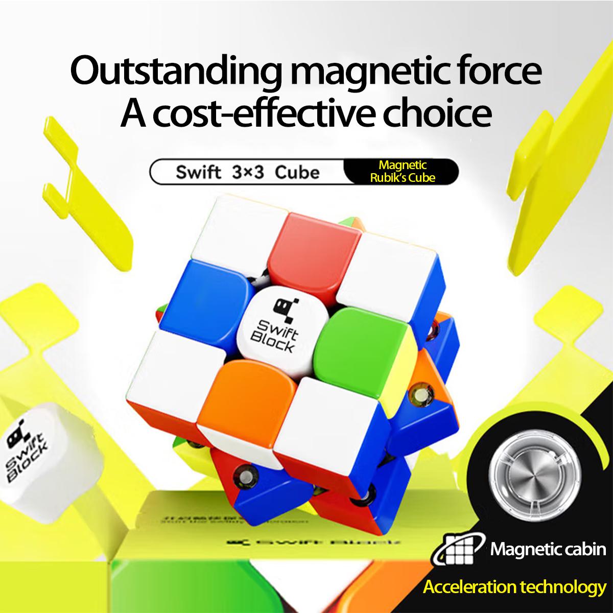 Gan Yellow Gan's Swift 3X3 Cube Three-Level Magnetic Rubik's Cube Early Education Enlightenment Smooth Puzzle Toy For Beginners