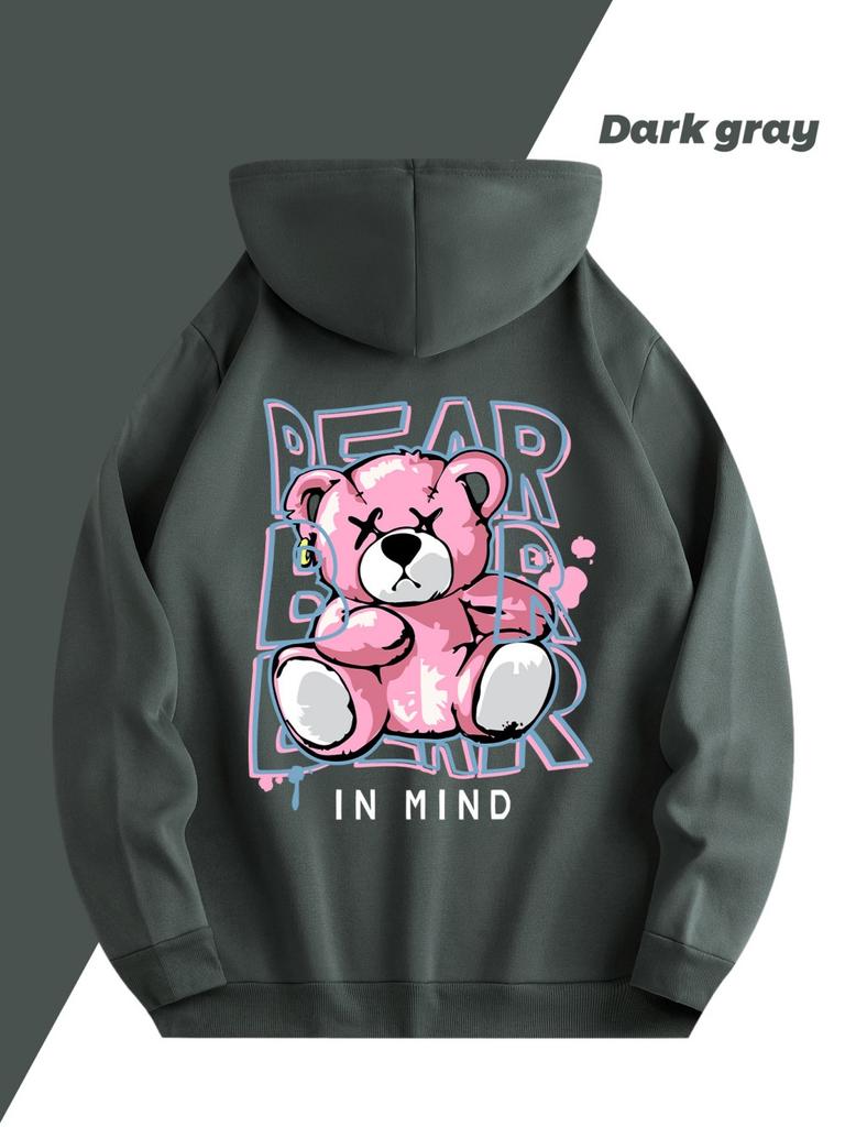 2025 Neue Herbst Herrenmode Bär Gedruckt Weicher und Bequemer Hoodie Outdoor Vielseitige Streetstyle Kleidung
