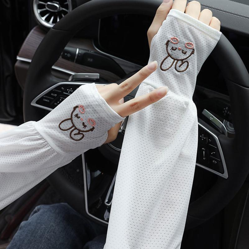Summer Ice Silk Sun Protection Sleeves Outdoor Driving Uv Protection Rabbit Ice Sleeves Women'S Loose Arm Protection Sleeves