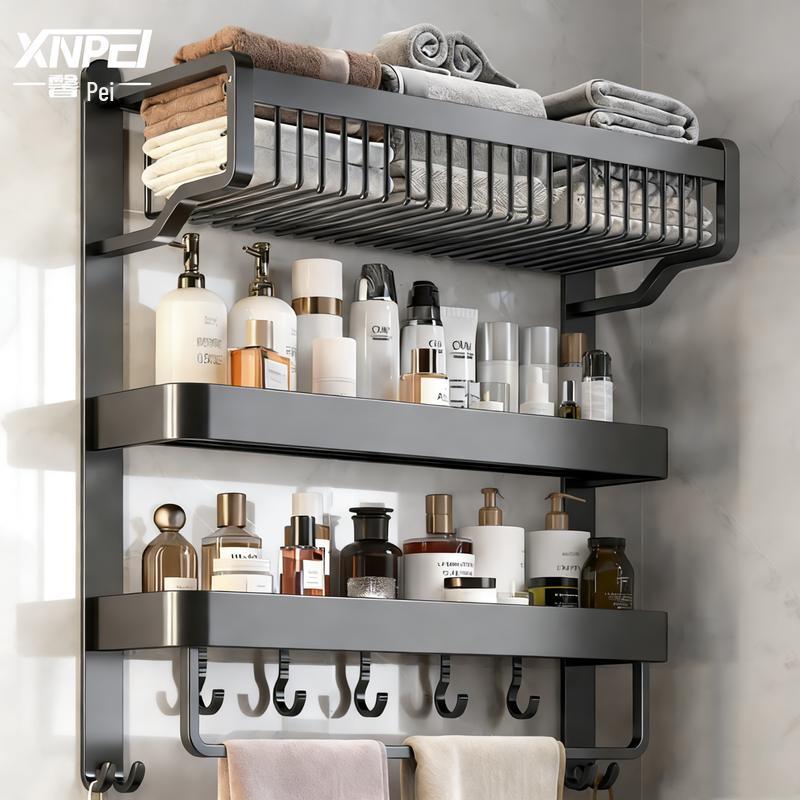Space Aluminum No-Drill Bathroom Storage Shelf