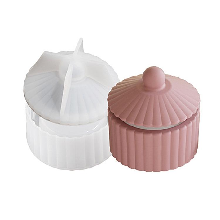 Silicone Mold Stripe Pattern Candle Jar Craft Making DIYs Concrete Storage Box