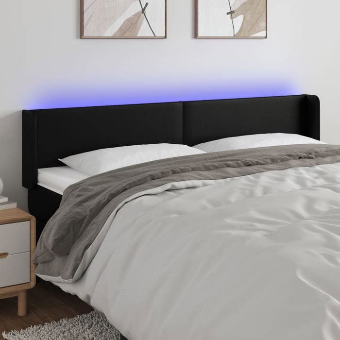 VidaXL Tête de Lit à LED Meuble de Chambre à Coucher Accessoire de Lit Double Tête de Cadre de Lit Intérieur Noir 3123064