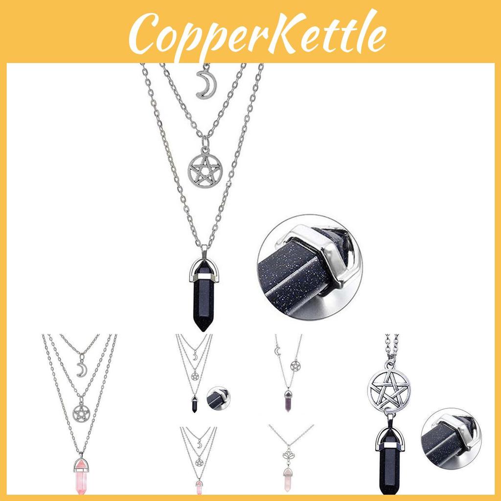 Trendy Alloy Pendant Necklace With Hollow Moon And Pentagram For Fashion And Gift