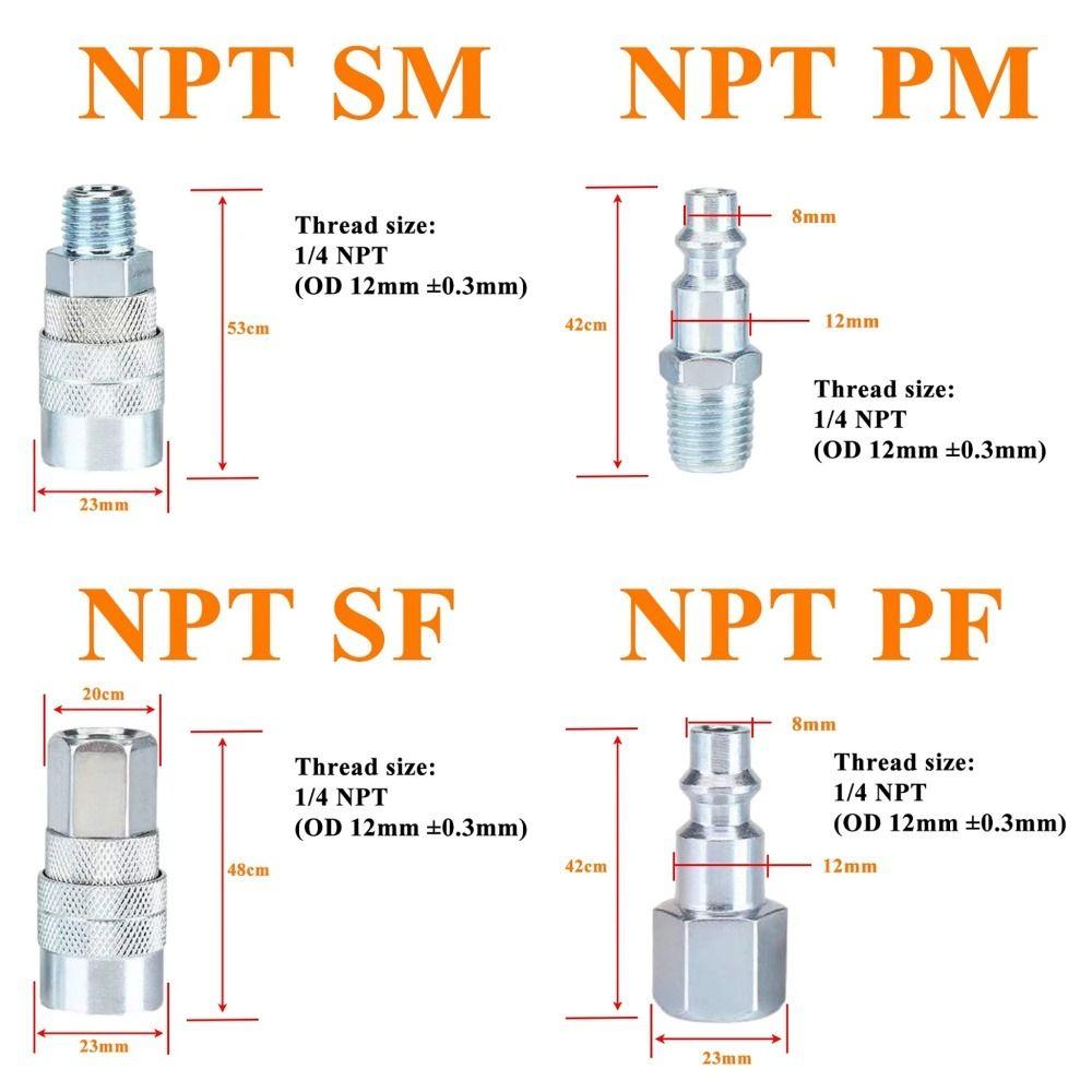 1 Pezzo Connettore Rapido NPT 1/4 Tipo USA Connettore per Tubo in Metallo PM SM PF SF Connettore per Raccordi Pneumatici