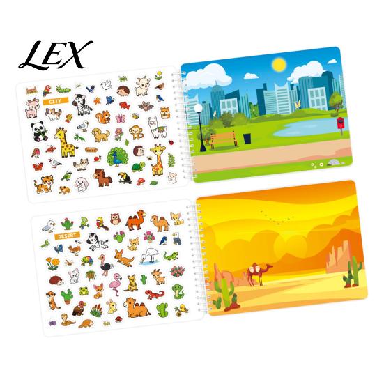 Preschool Arts And Crafts Coloring Book with Animal Stickers, Rich Cartoon Patterns Coil Binding Kids Art Activity Supplies Book, Creative Educational