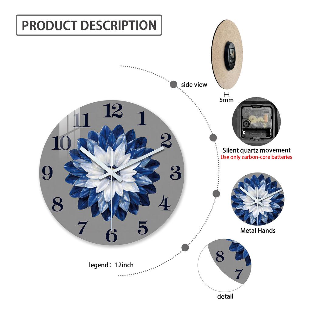 High-Quality Artistic High-Quality Floral High-Quality Wooden High-Quality Wall High-Quality Clock, 10-24Inch High-Quality Silent High-Quality Wall