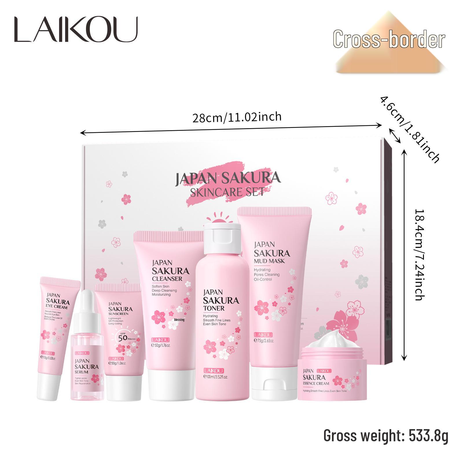 

Leco Japan Набор для ухода за кожей «Сакура», 7 предметов (Версия грязевой маски)