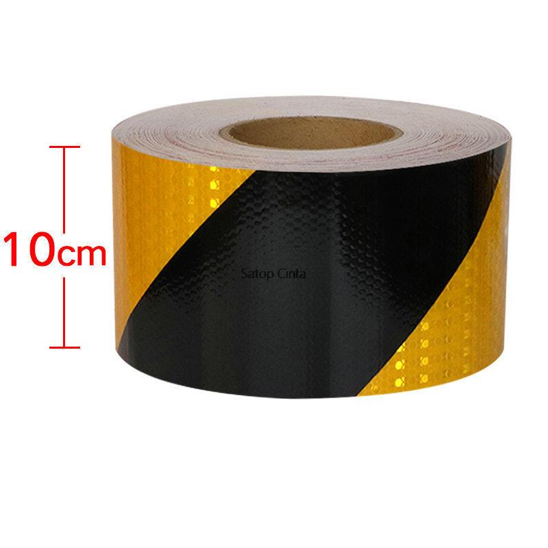 4inch*17FT Twill Yellow And Black Reflective Stickers Car Styling Vehicle Truck Motorcycle Waterproof Film Reflector For Things