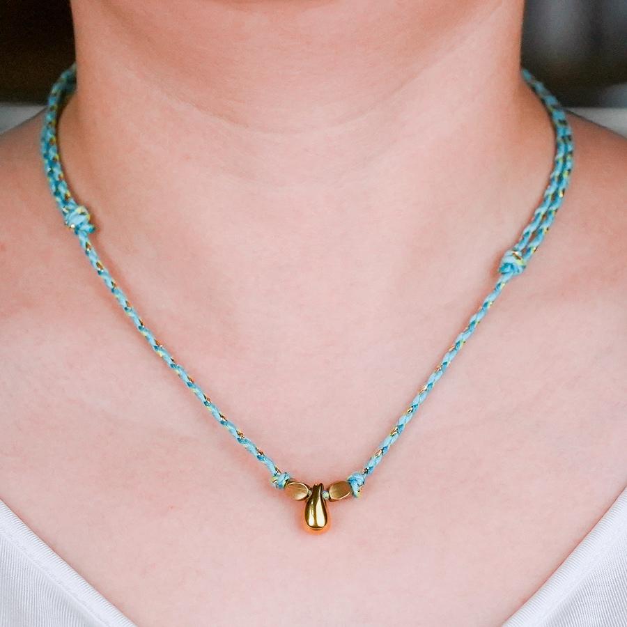 New Women Necklace Handmade Braided 2mm Thin Rope Collar Gold Color Water Droplet Beach Leisure Neck Accessories Gift For Her