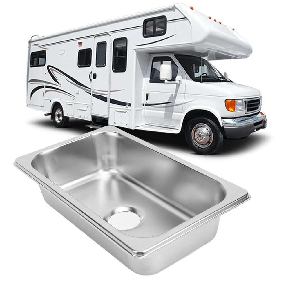 RV Kitchen RV Stainless Steel Single RV Sink with 40mm Drain Bar Single Square Hand Wash for RV Caravan inches x inches Drawing Sink, Basin, Hole,