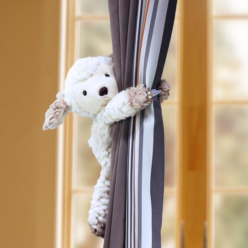 Sheep Curtain Tiebacks With Plush Animal Dolls For Kids Room Decoration Window