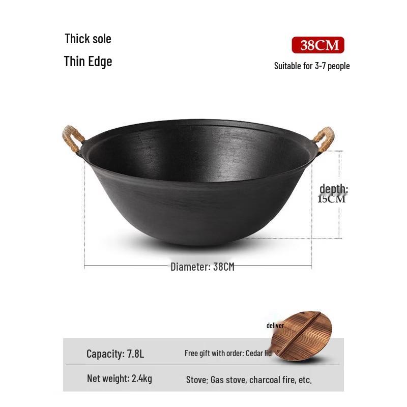 Royalstar 38cm Double-Handle Cast Iron Wok
