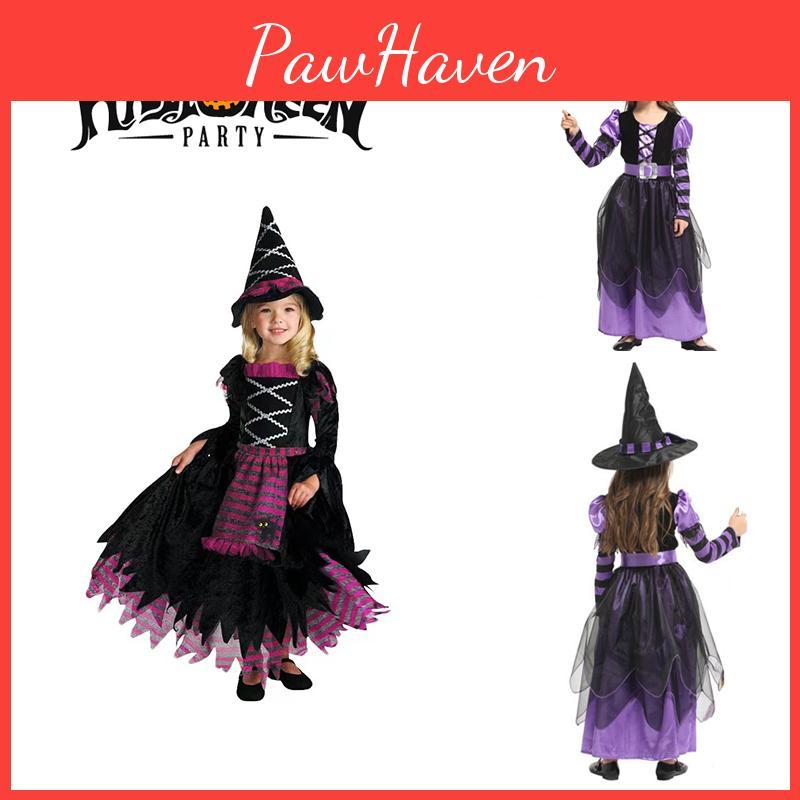 Exquisite Children's Halloween Witch Costume With Silky Fabric And Intricate Details