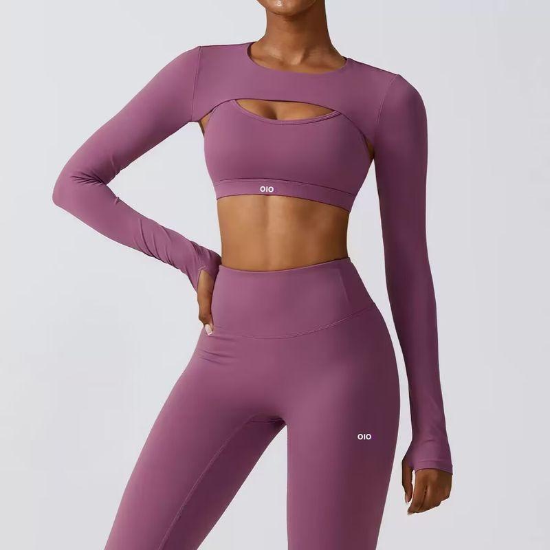 Oiob Outdoor Sports Long Sleeves Shawl Yoga Clothes Women's Nude Feel Thin Fitness Clothes Tops Running Blouse Autumn